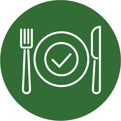 icon - plate with fork and knife on green background